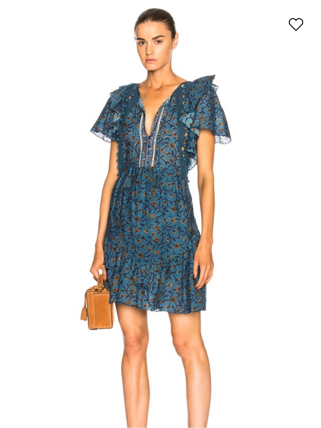 Sea New York Kaylee Blue Floral Mini Dress Sz 10 Crochet Pom Poms
